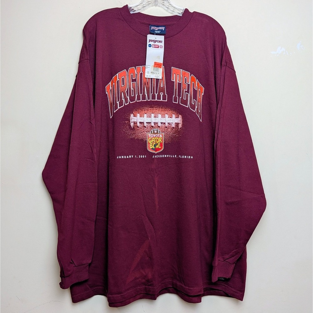 Vintage Virginia Tech 2001 Gator Bowl Long Sleeve NCAA JanSport Shirt XXL NWT DS